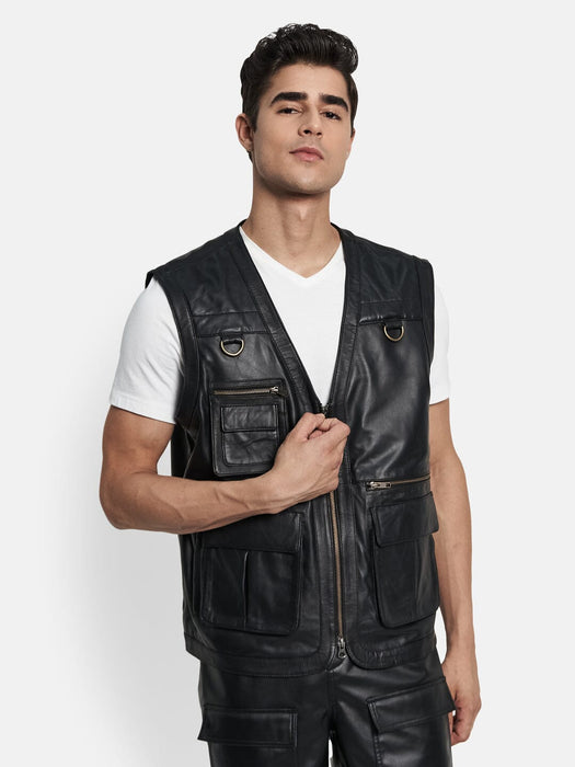 men’s leather vest