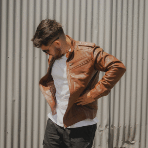 Brown leather jacket