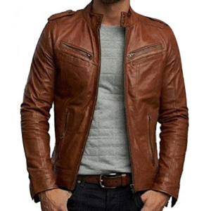 Brown leather jacket